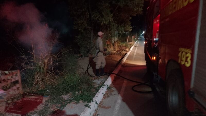 Bombeiros combatem incêndio em área de vegetação em Santo Antônio de Leverger