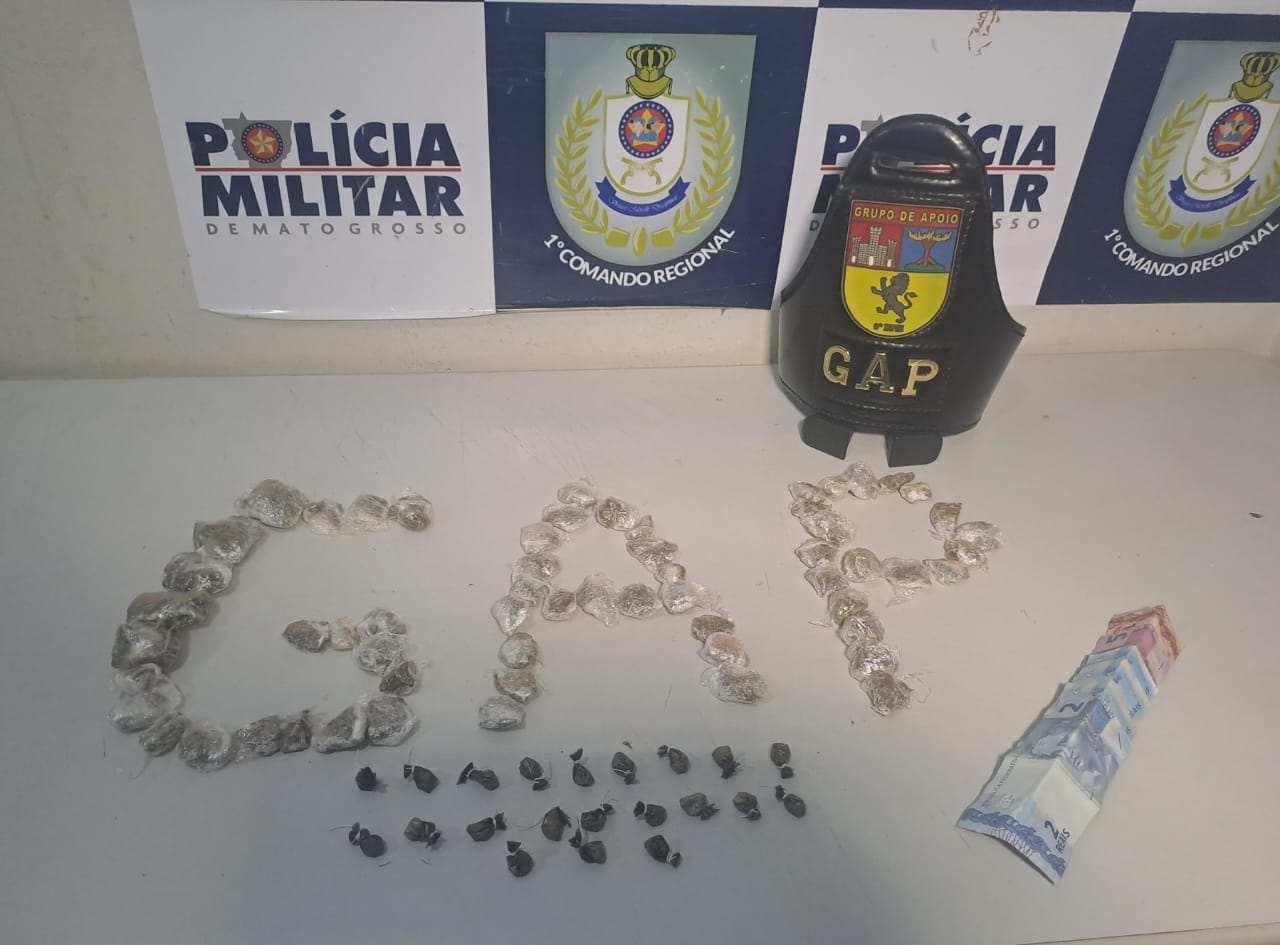 Foragido da Justiça é preso pela Polícia Militar por tráfico de drogas em Cuiabá