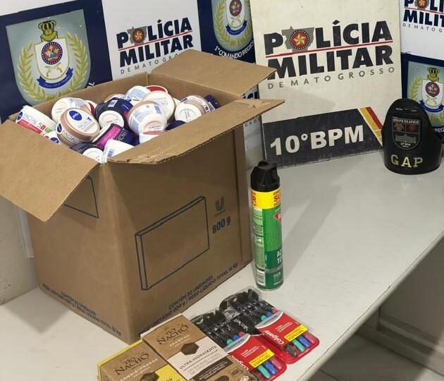 PM prende homem que furtou mais de R$4 mil em produtos em supermercado de Cuiabá