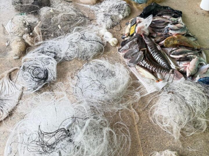 Sema e PM apreendem pescado, redes e tarrafas em Santo Antônio do Leverger