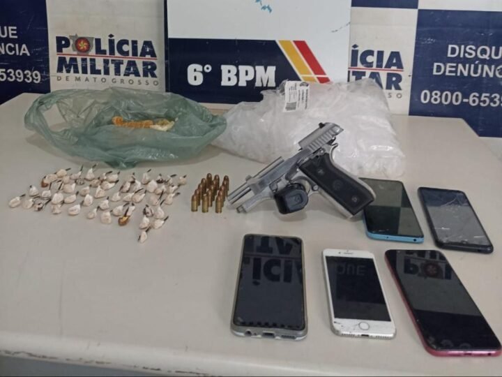 PM prende três membros de facção e apreende drogas e arma de fogo em Cáceres