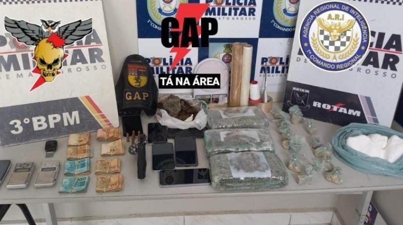 Casal é preso em flagrante pela PM com drogas e arma de fogo em Cuiabá