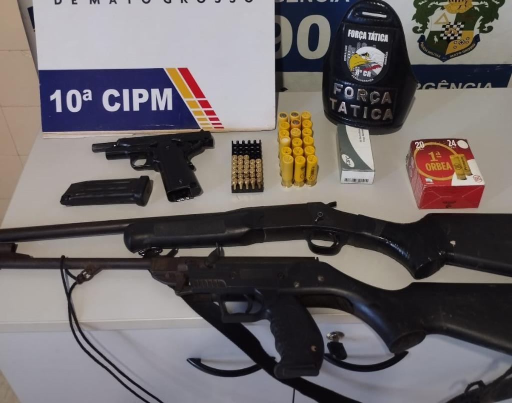Força Tática apreende armas e munições em propriedade rural em Aripuanã