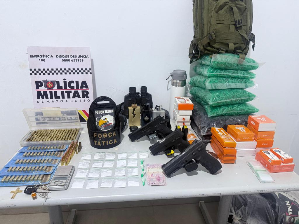 Polícia Militar prende dois faccionados e recupera pistolas, munições e produtos roubados