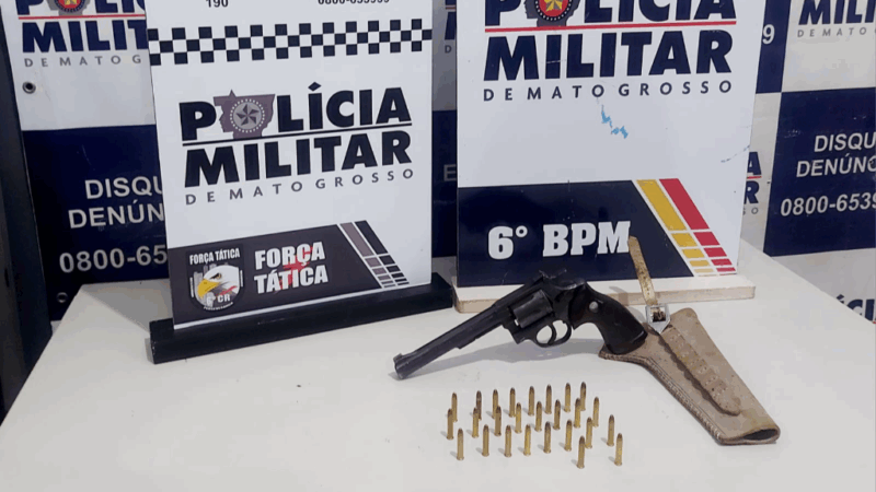 Força Tática apreende arma de fogo, munições e prende homem por porte ilegal