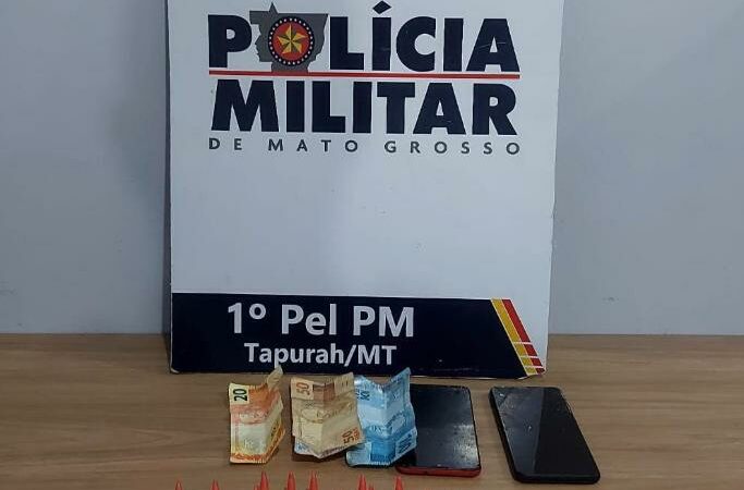 Polícia Militar prende jovem de 18 anos e apreende adolescente por tráfico de drogas em Tapurah