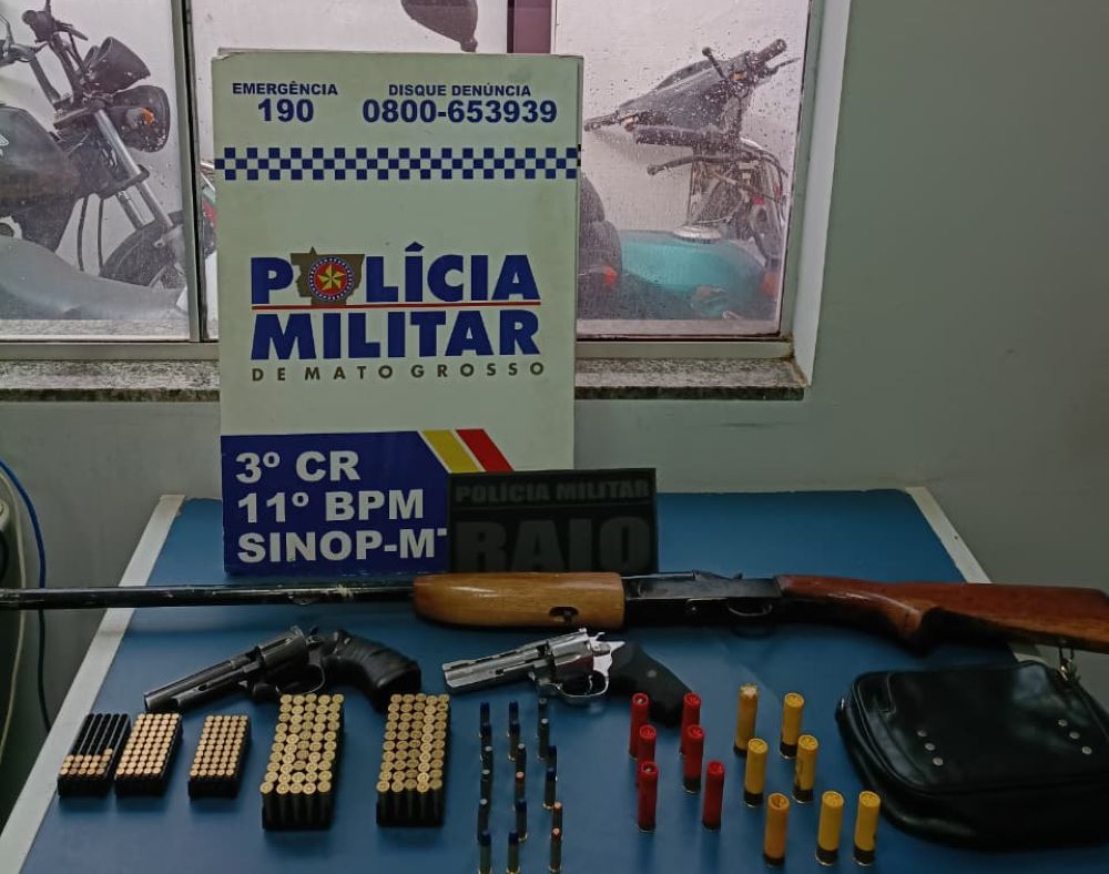 PM e Gaeco apreendem armas de fogo e munições durante operação em Sinop