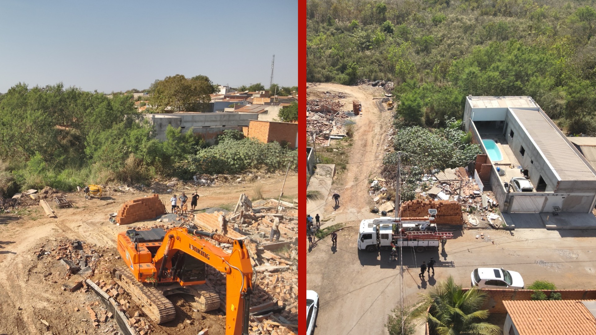 Prefeitura faz demolição de casas construídas em áreas públicas em Cuiabá